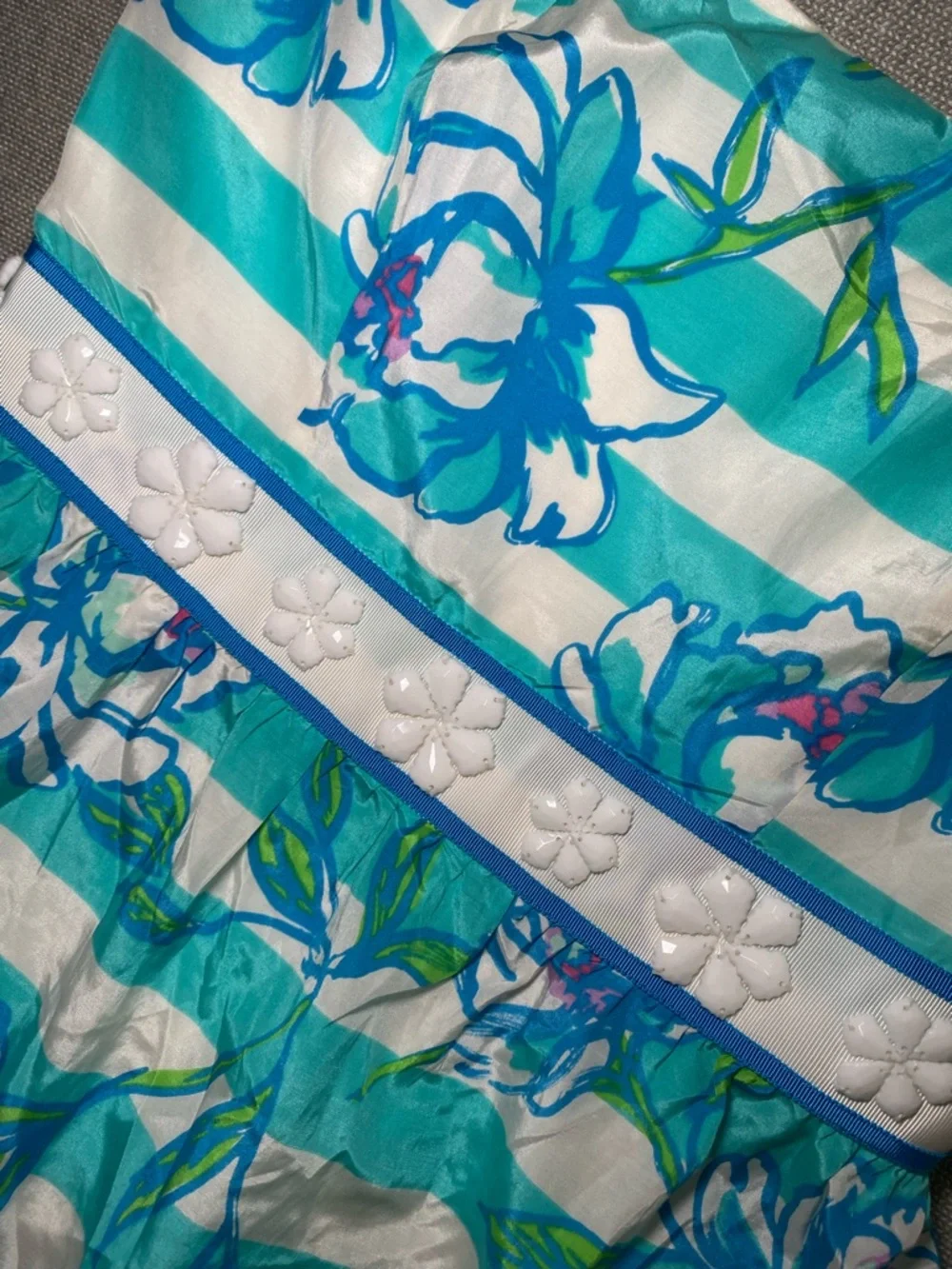 Lilly Pulitzer Strapless Langley Dress Shorely Blue Tossing The Line 8 Floral - Picture 3 of 12